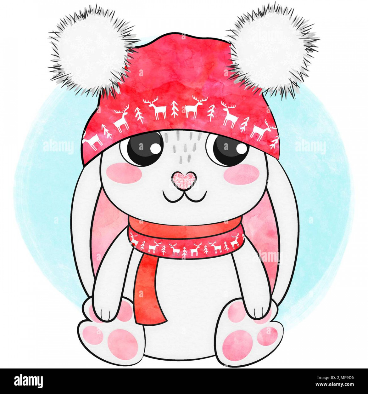 Cute cartoon Merry Christmas bunny