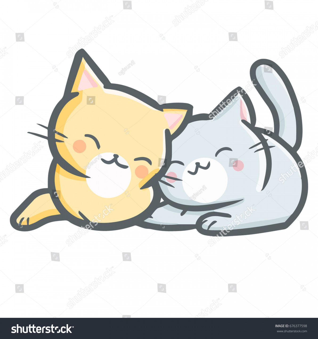 Cute Funny  Cats Close Together Stock Vector (Royalty Free