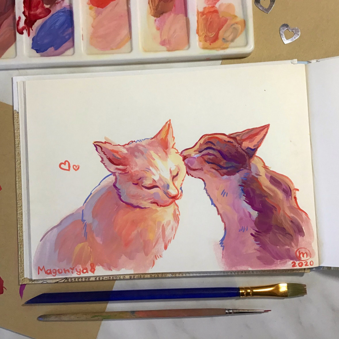 Cute gouache cats by magoniya -- Fur Affinity [dot] net