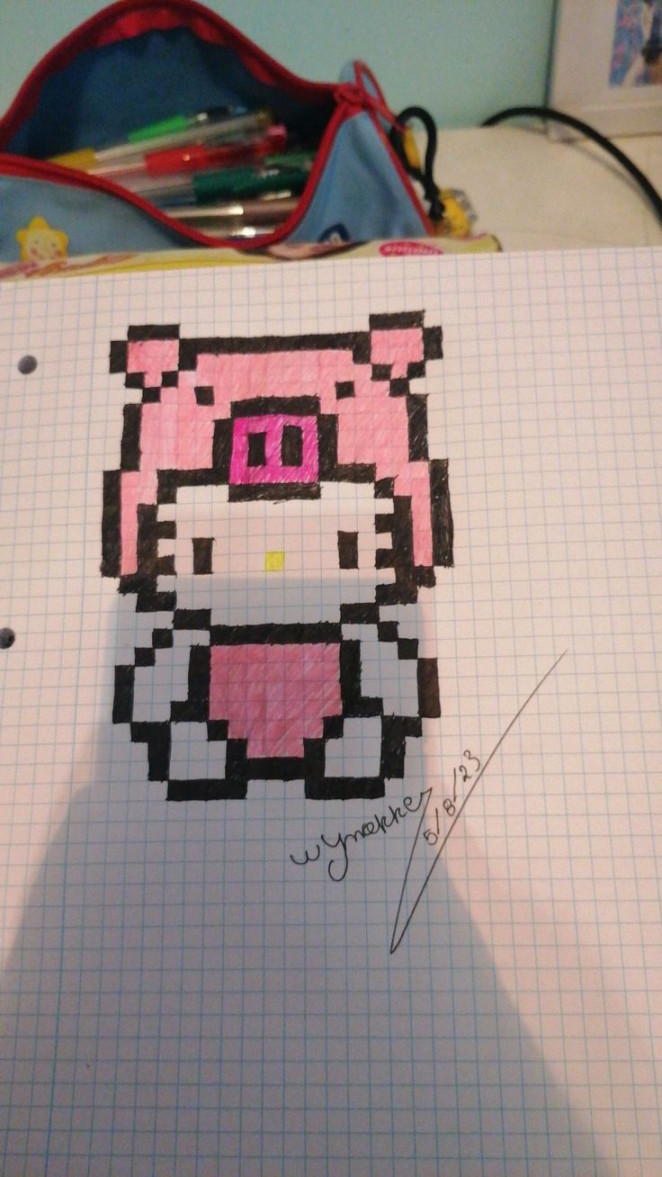 Cute Hello Kitty drawing whit squares! in