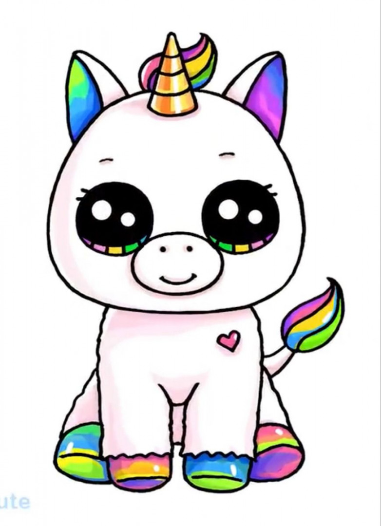 Cute Kawaii Beanie Boos Unicorn  Cute cartoon drawings, Kawaii