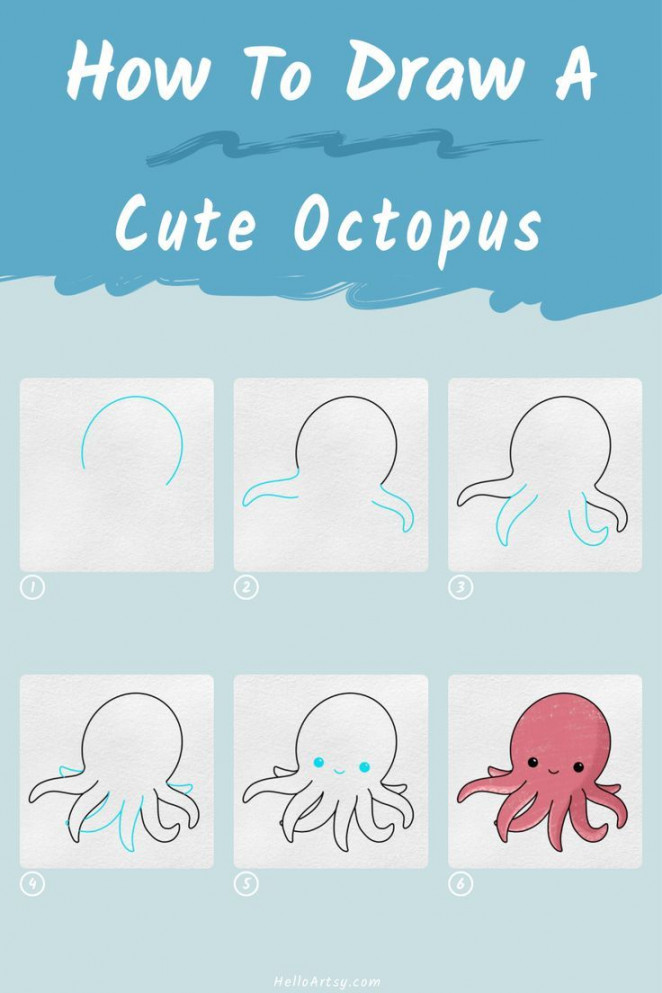 Cute Octopus Drawing  Octopus drawing, Easy animal drawings, Easy