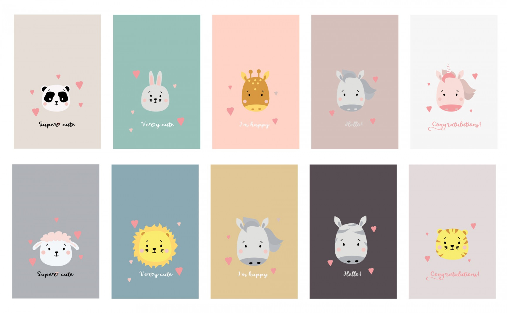 Cute simple animal portraits