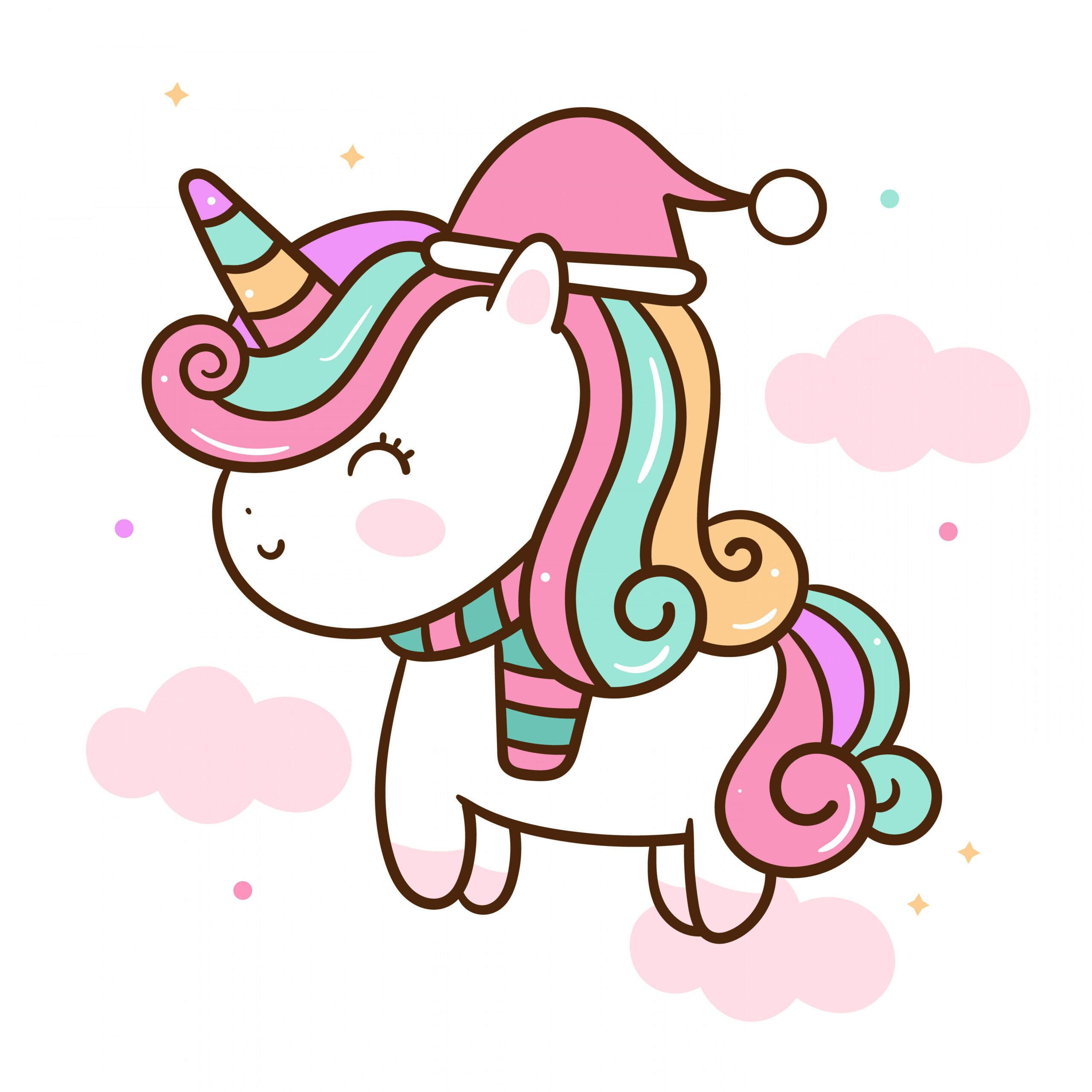 Cute Unicorn Vector Kawaii Animal Christmas Stock Vector (Royalty