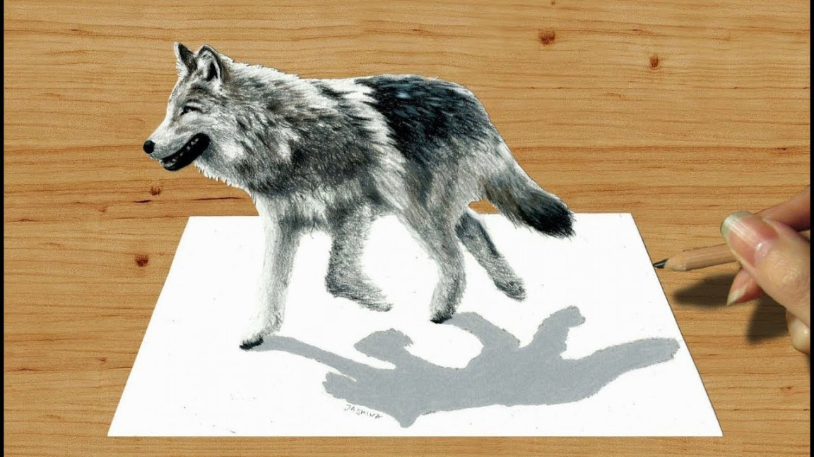 D Pencil Drawing: Walking Wolf - Speed Draw  Jasmina Susak