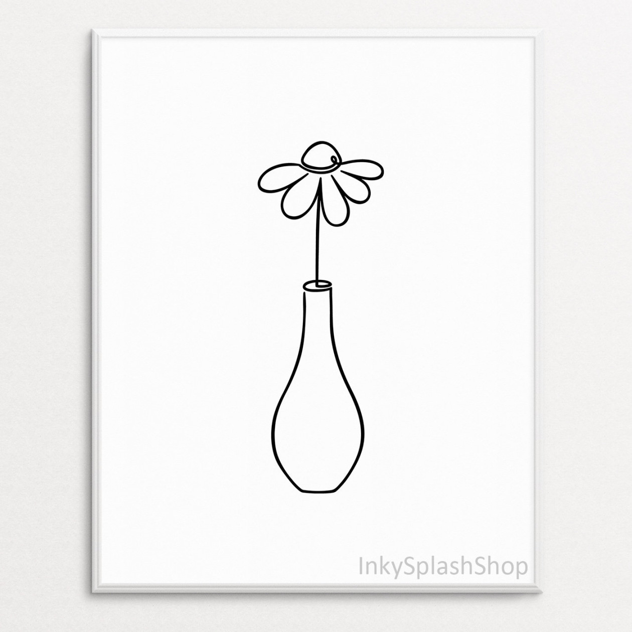 Daisy Line Art PRINTABLE Flower Vase Simple Drawing Minimalist