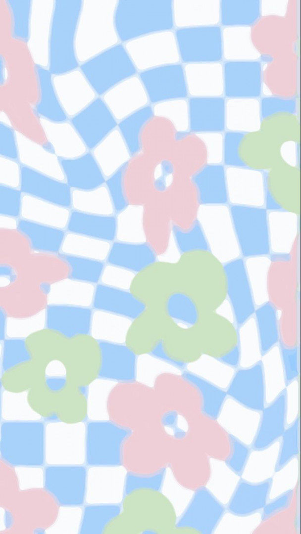 danish pastel checkered flowers wallpaper  Pastel background