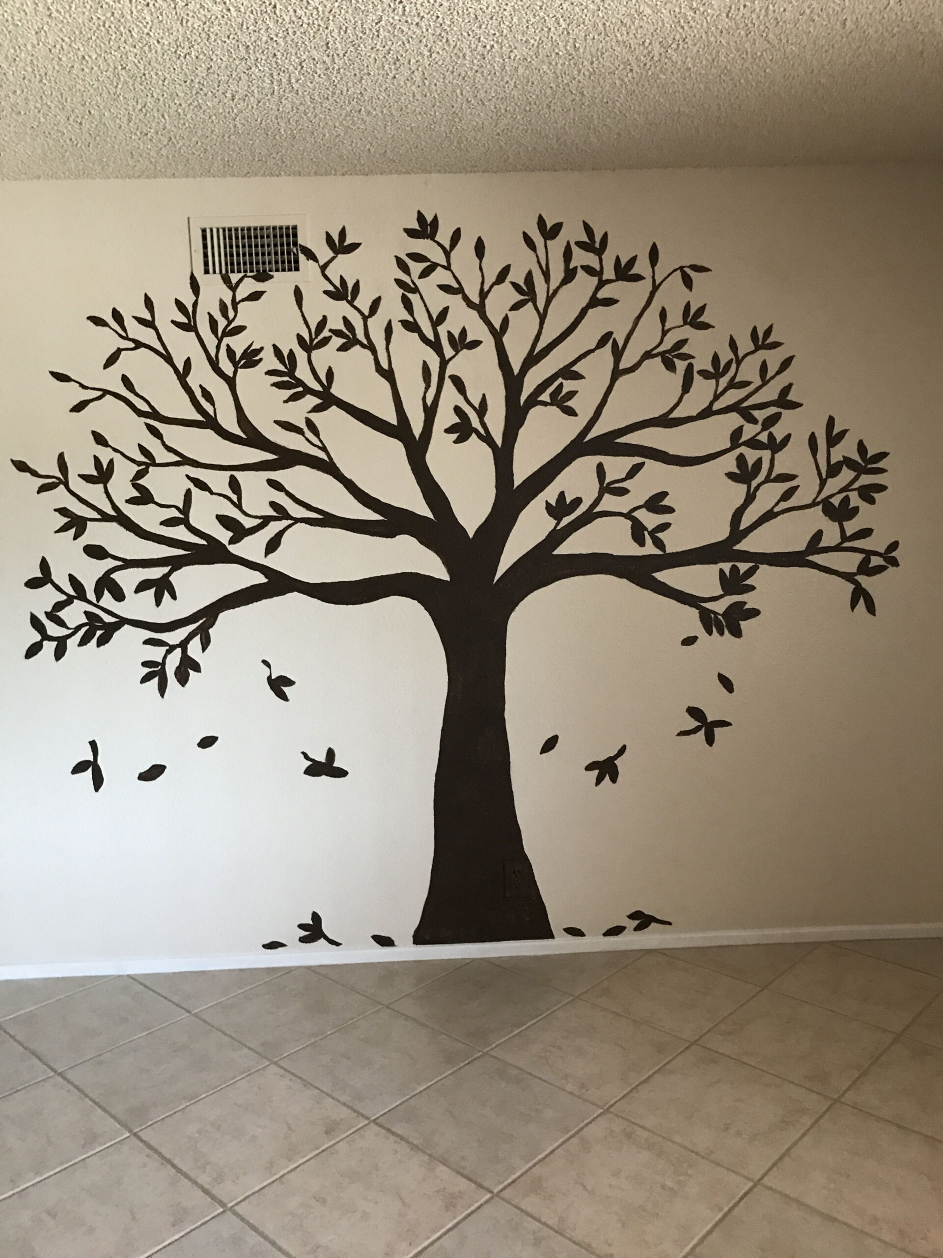 Dark brown flat paint Family tree  Tree wall painting, Family