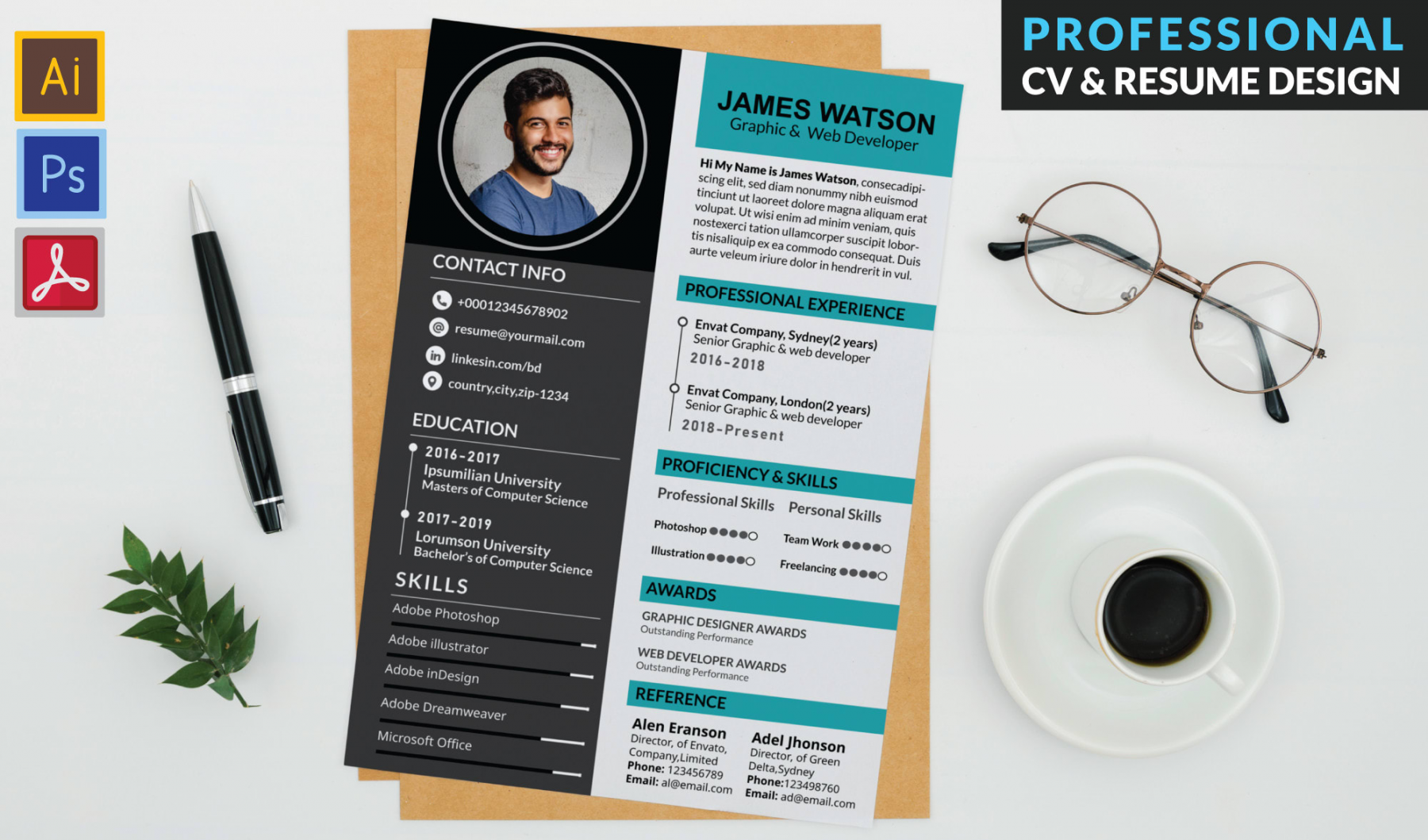 Design professional cv resume templates cover letter