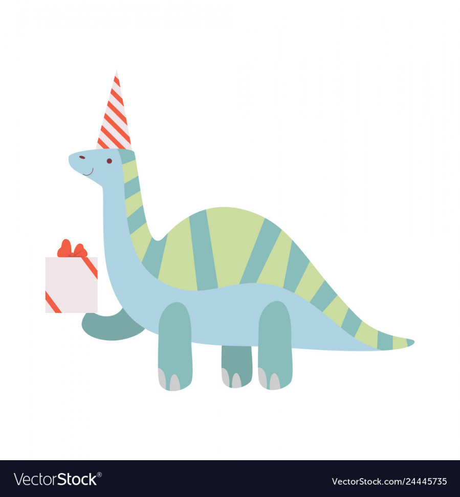 Dinosaur in party hat cute dino character Vector Image