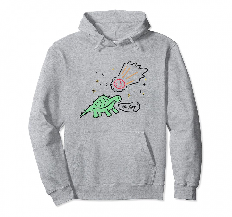 Dinosaur Meteor Child Kids Drawing Lifestyle Pullover Hoodie