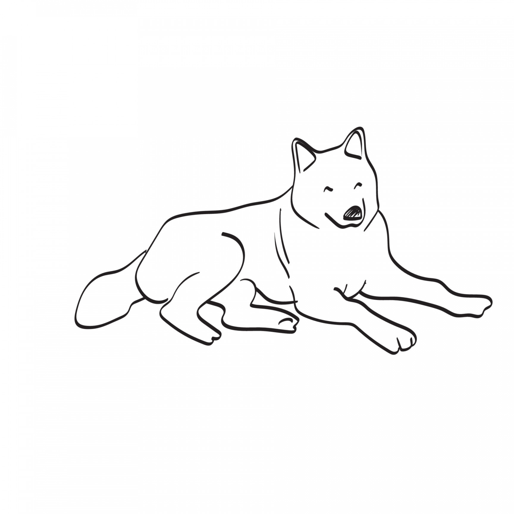 dog laying down on the ground illustration vector hand drawn