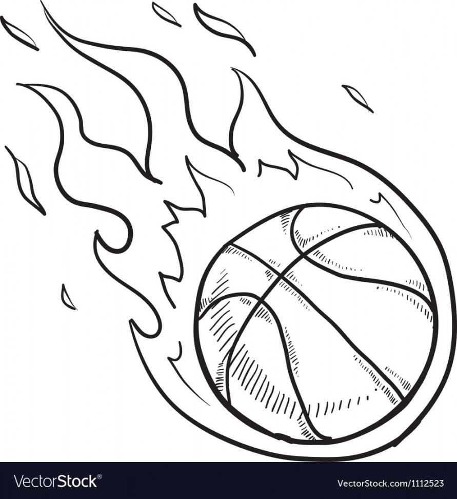 Doodle basketball fire Royalty Free Vector Image