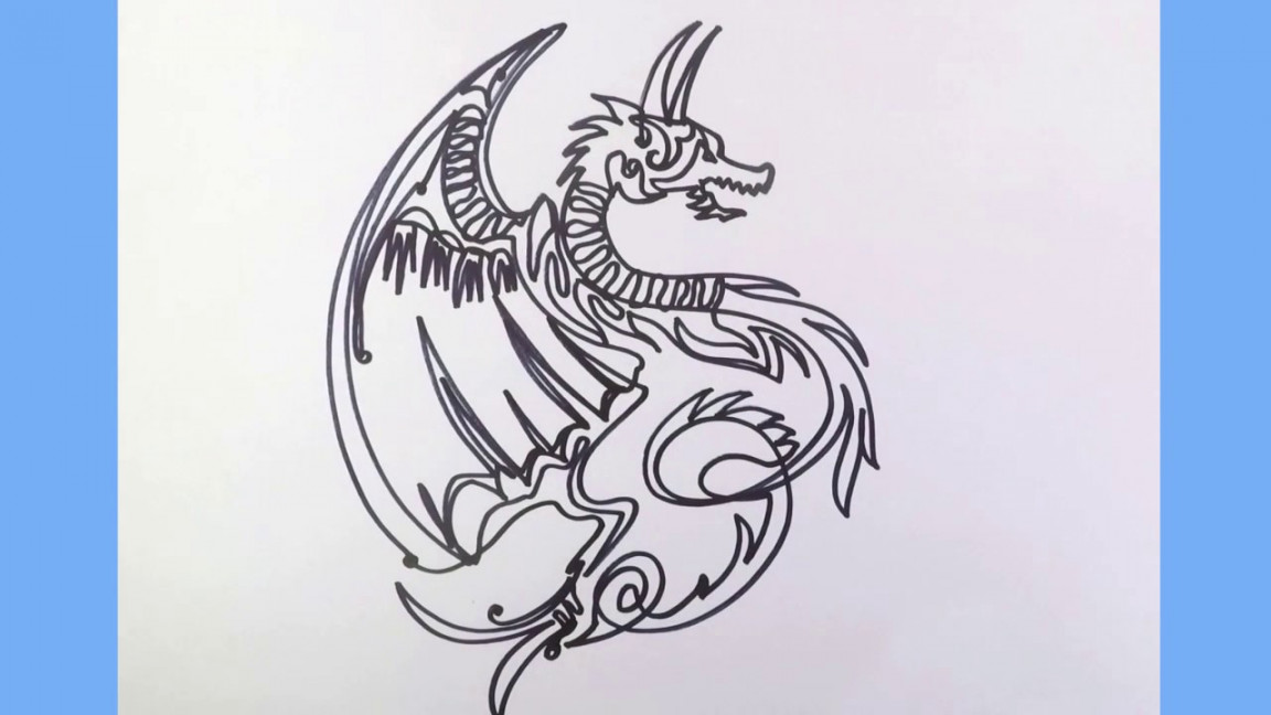 Dragon I One Line Drawing