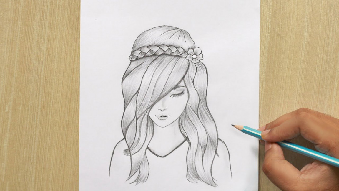 Drawing a girl face with beautiful hair (How to Draw a Girl) Drawing  Farjana drawing Academy Logo