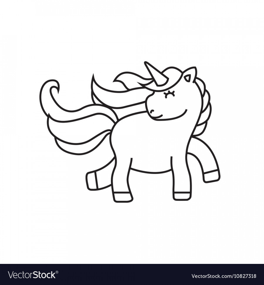 Drawing cute unicorn icon Royalty Free Vector Image