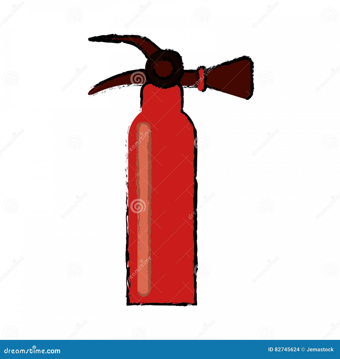 Drawing Fire Extinguisher Equipment Fire Help Stock Vector