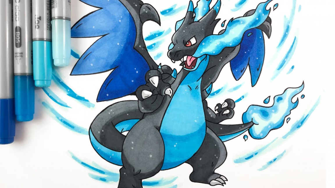 Drawing Mega Charizard X Pokemon  Time-lapse