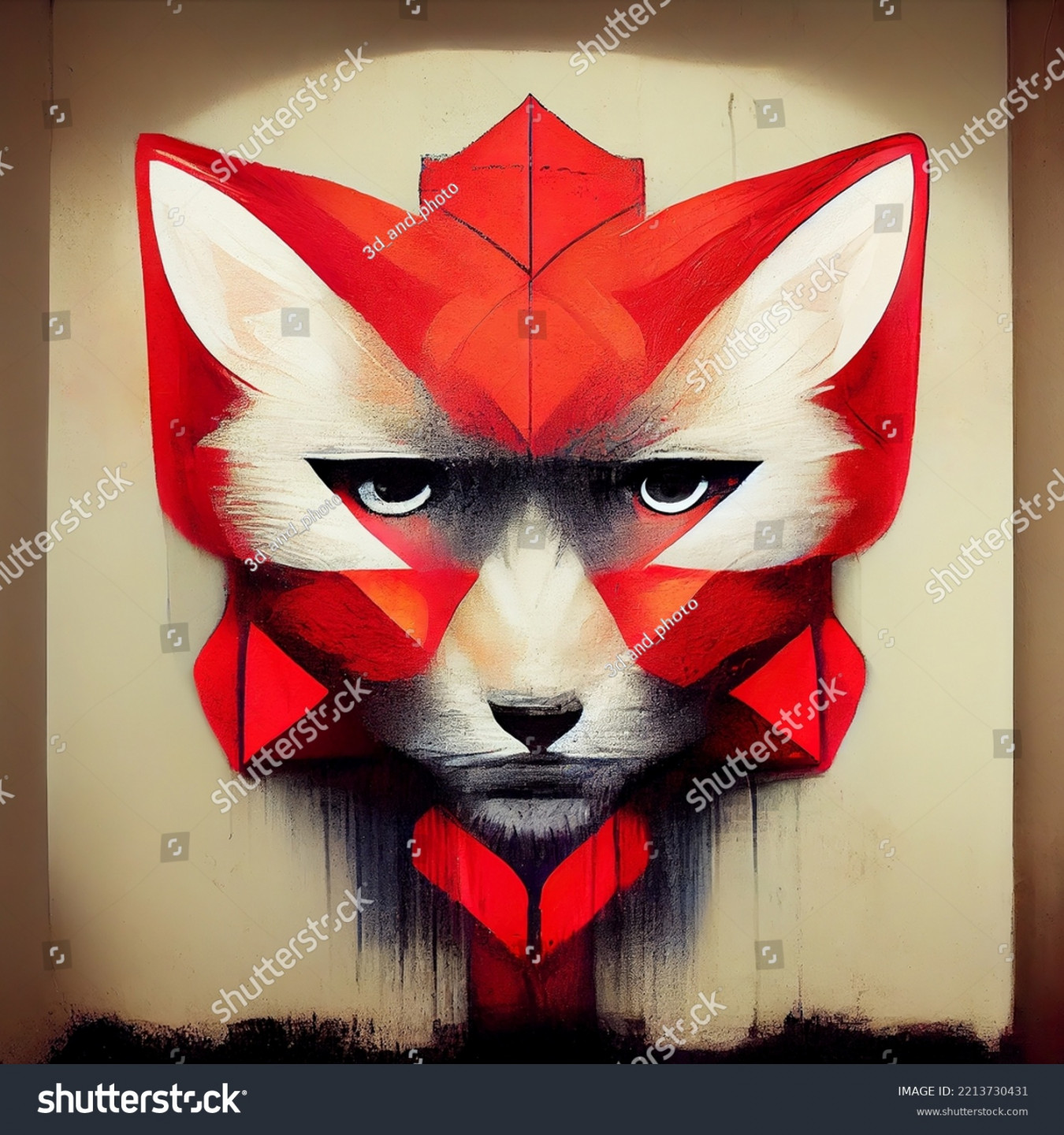 Drawing Muzzle Fox On Wall Graffiti Stock-illustration