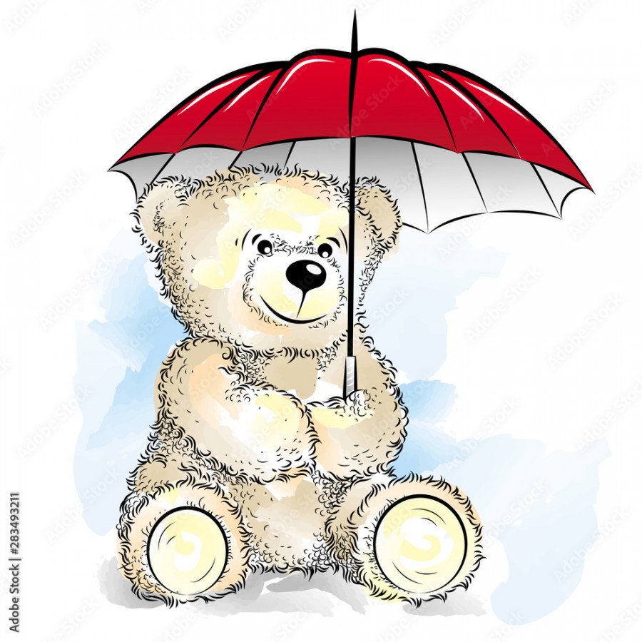 Drawing Teddy Bear with umbrella