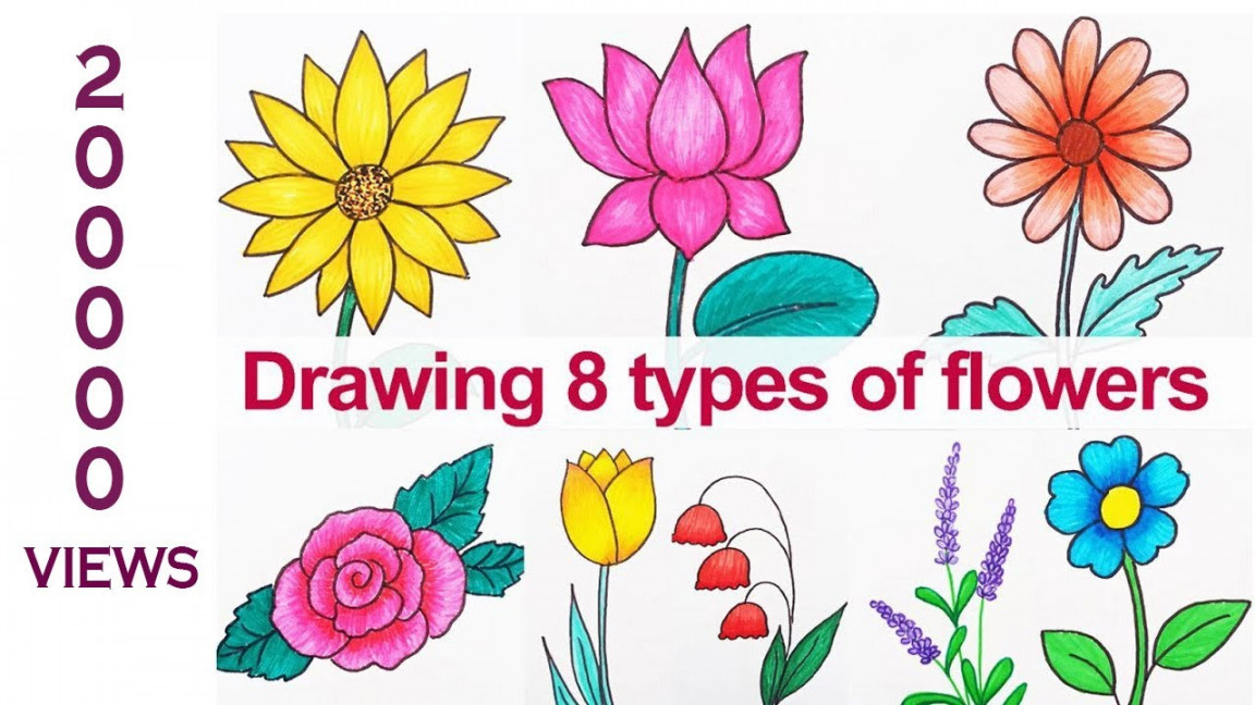 Drawing  types of Flowers  How to draw flowers in simple steps  How to  draw lavender