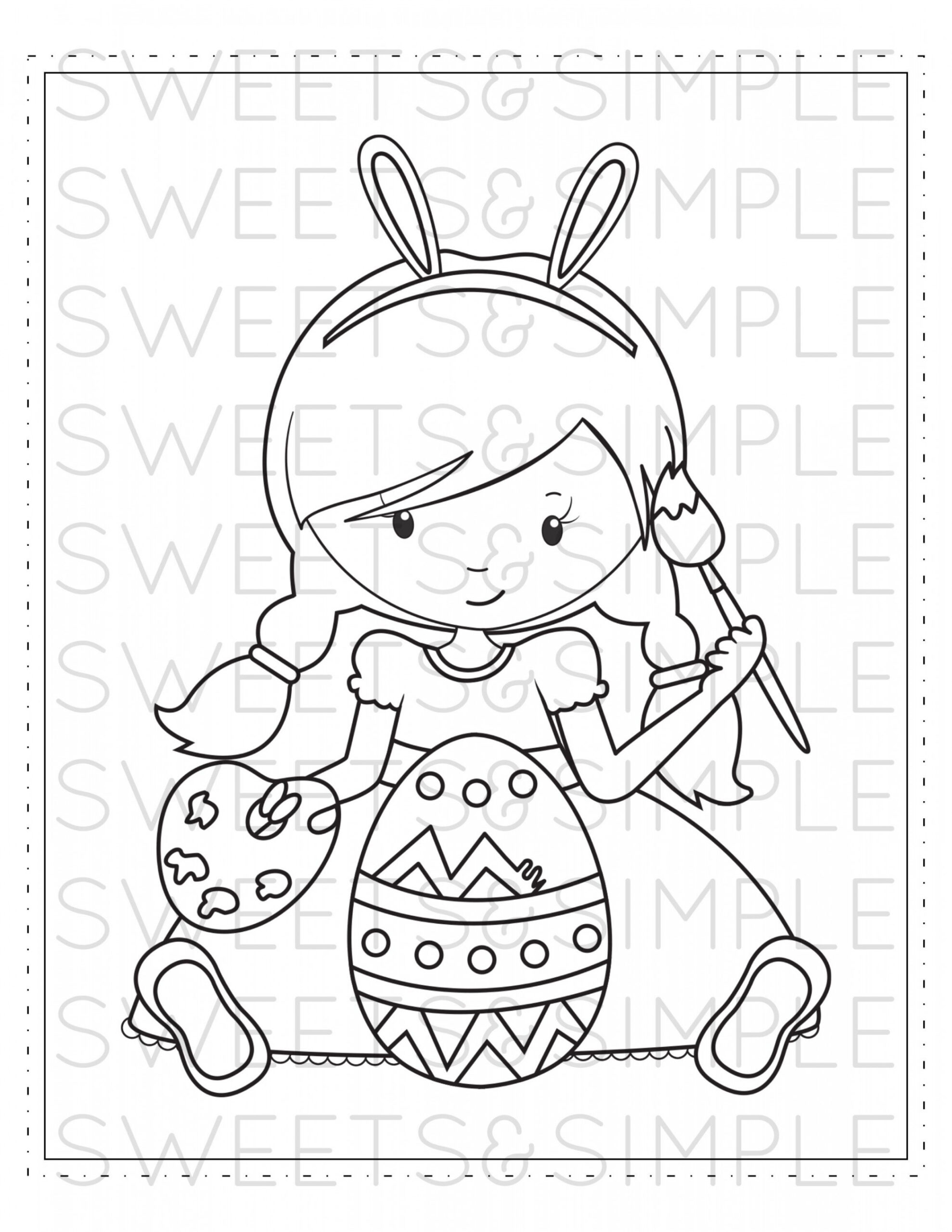 Easter Girl Coloring Page, Easter Coloring Sheet, Easter Egg, Spring,  Activity Sheet, Printable, Instant Download