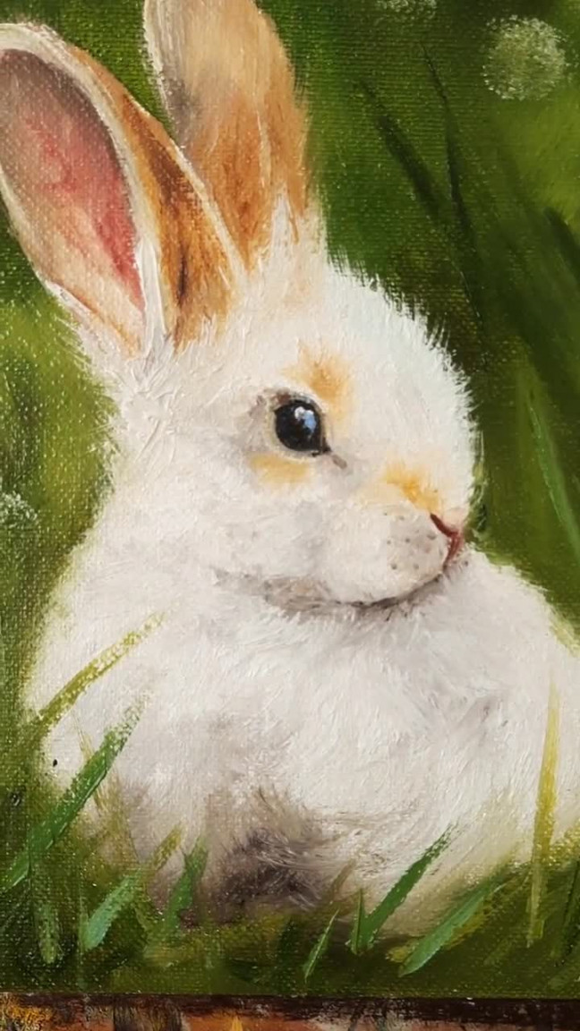 Easter White Bunny Painting Original Oil on Canvas, Hare Painting, Animal  Artwork, Rabbit, Nature Wall Decor, Bunny Lover Gifts, Nursery Art