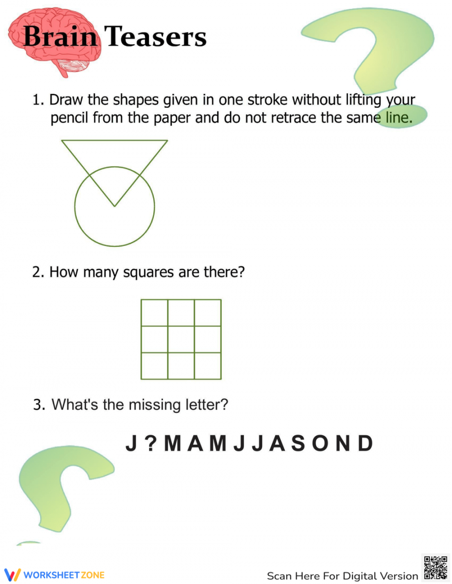 Easy Brain Teasers For Kids Worksheet