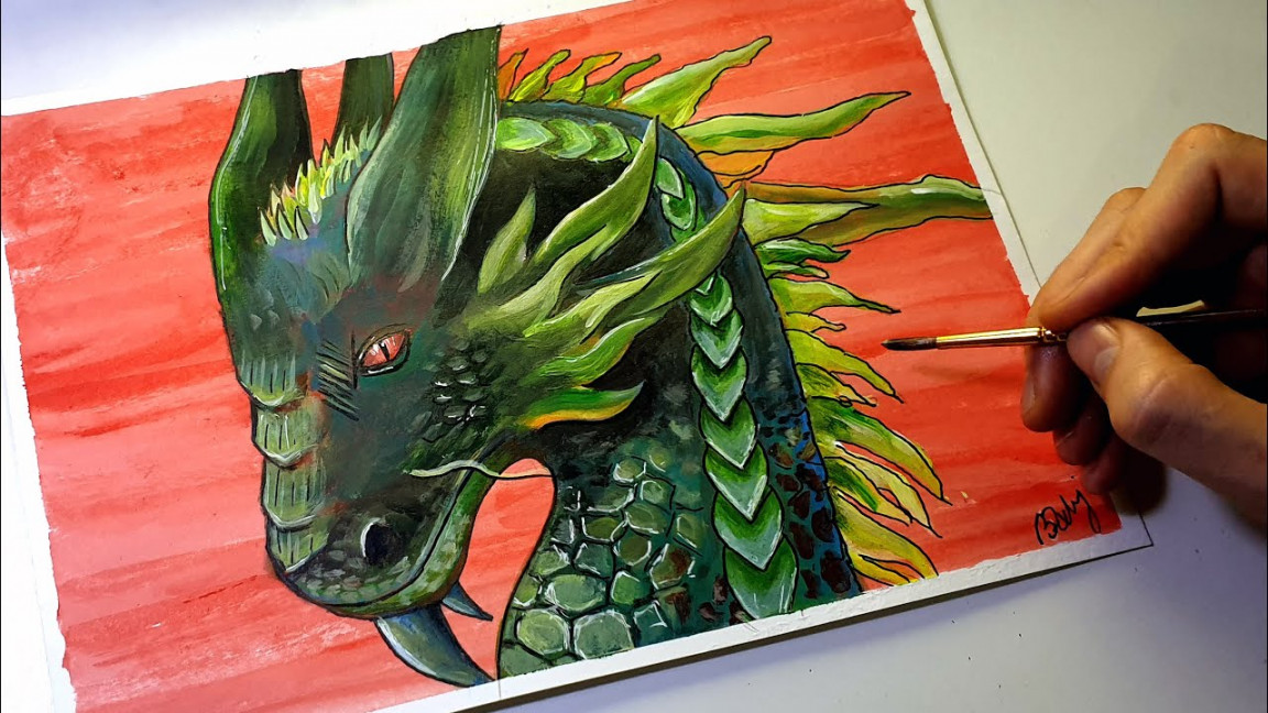 Easy Dragon Painting - Acrylic Colors