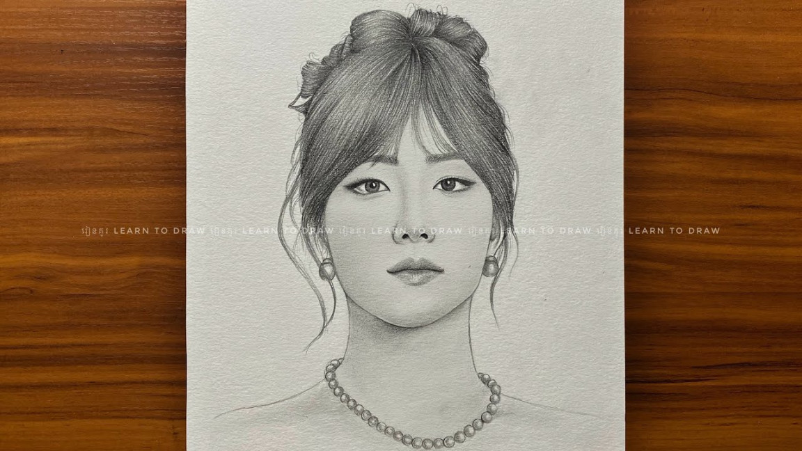 Easy drawing JISOO flowers  pencil drawing tutorials  BlackPink sketch   រៀនគូរ