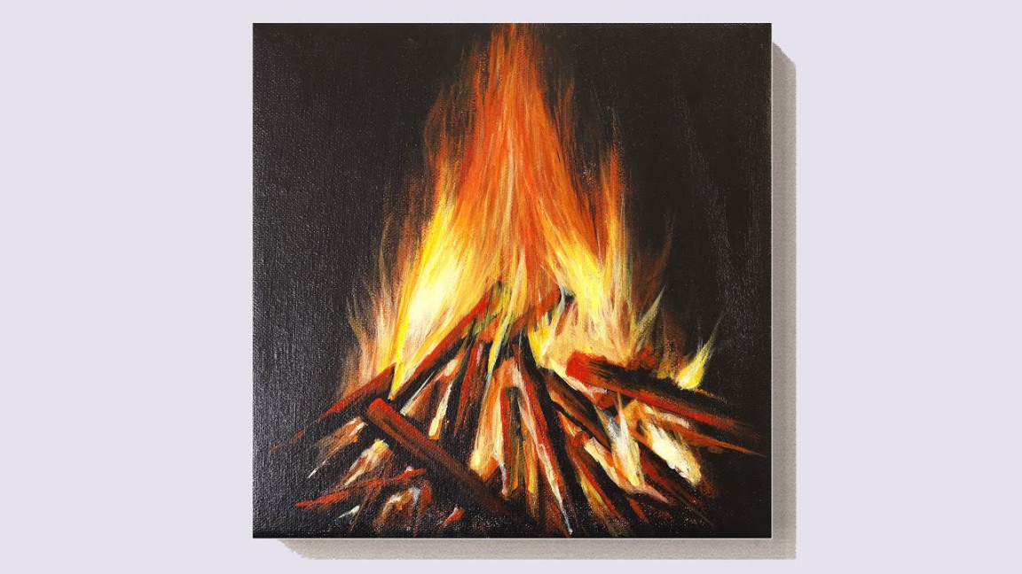 EASY FIRE ACRYLIC PAINTING TUTORIAL FOR BEGINNERS  LEARN HOW TO PAINT   FIRE DRAWING #