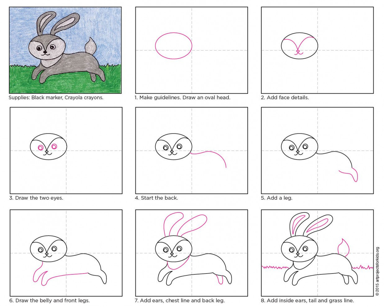 Easy How to Draw a Rabbit Tutorial and Rabbit Coloring Page  Art