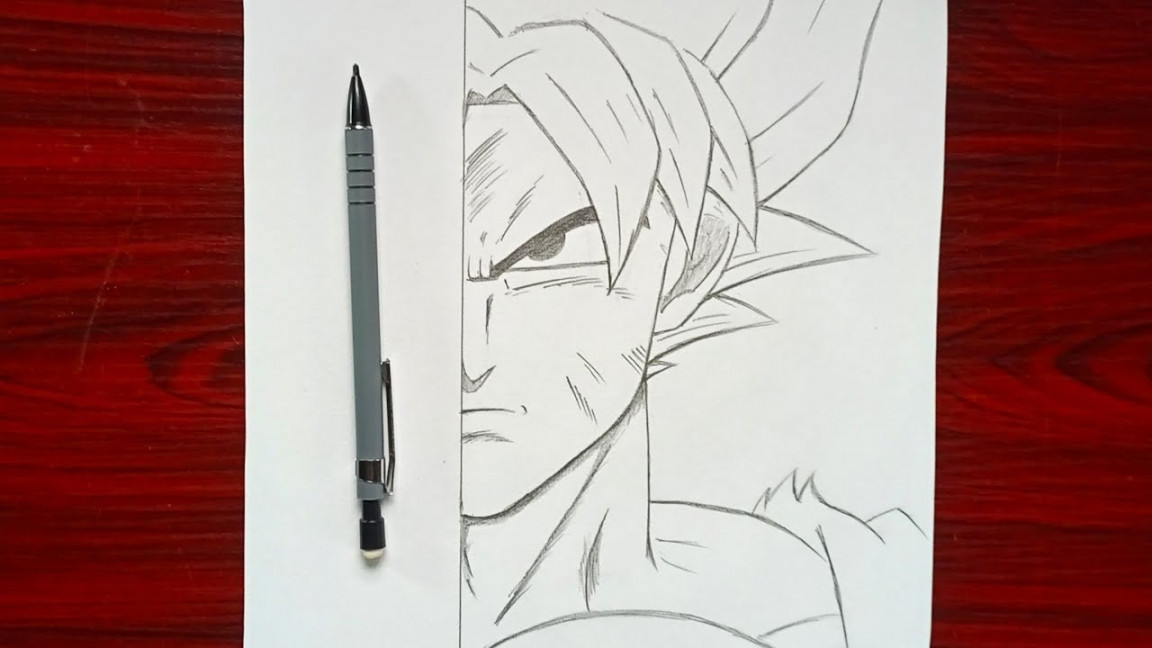 Easy pencil sketch  how to Draw Goku half face  easy step by step Drawing  tutorial