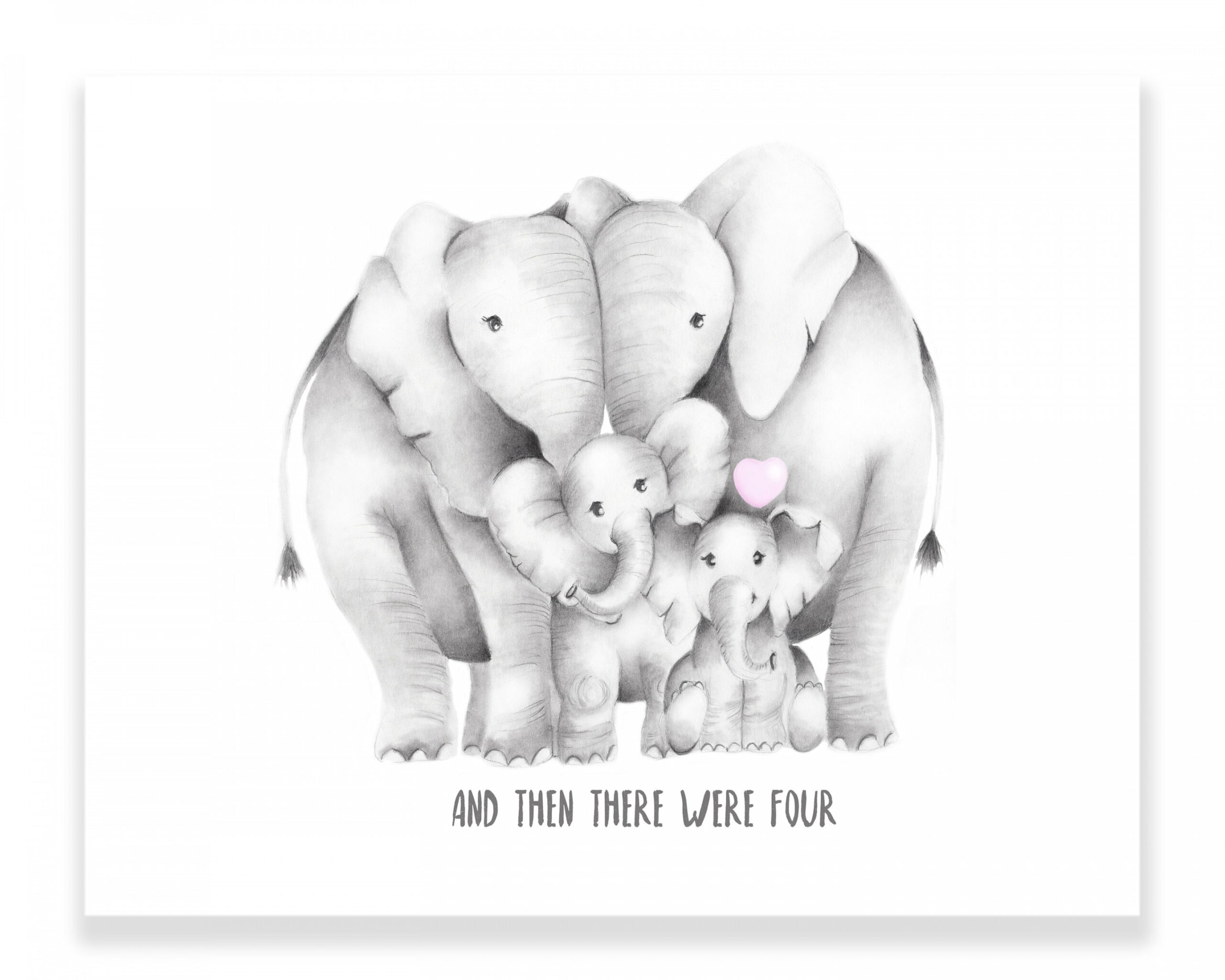 Elephant Family Print and Then There Were  Love Heart - Etsy Israel