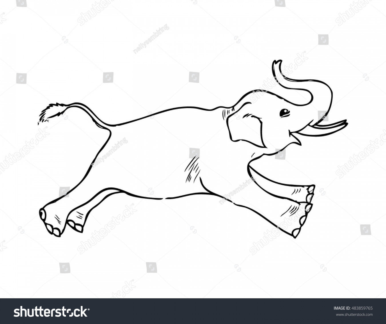 Elephant Jump Cartoon Hand Drawn Stock Vector (Royalty Free