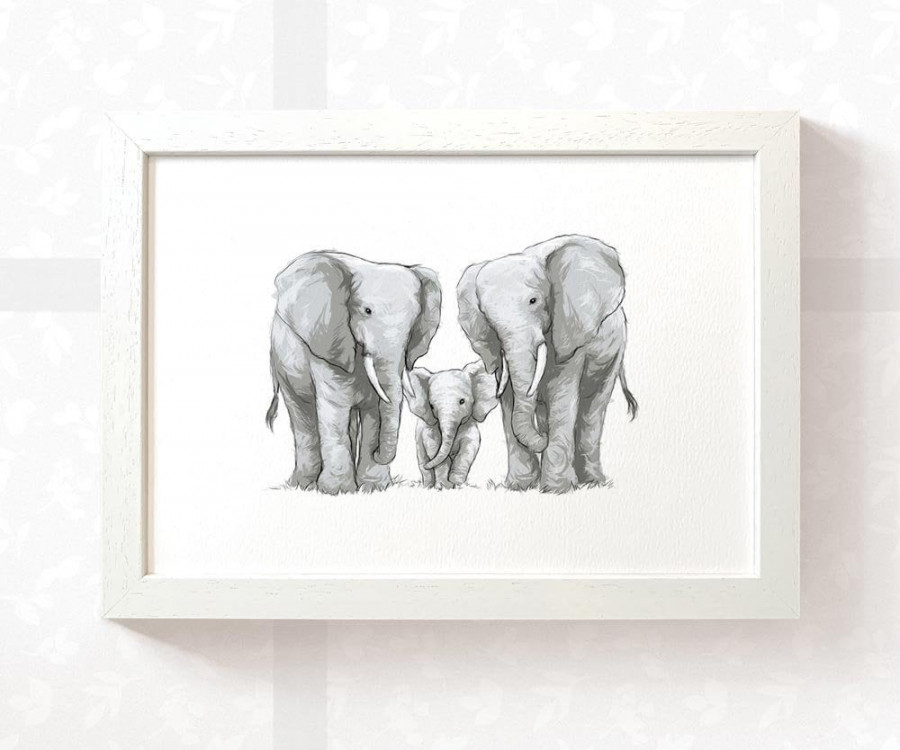 Elephant Print Family of  Nursery Wall Art Safari Baby - Etsy