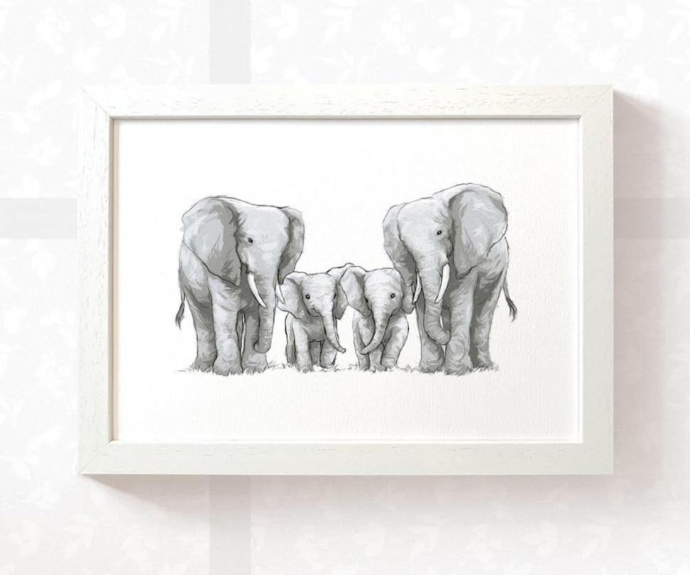 Elephant Print Family of  Nursery Wall Art Safari Baby - Etsy