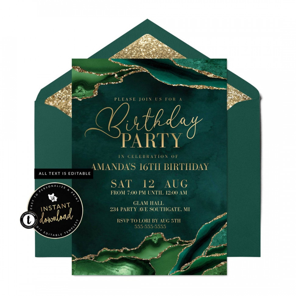 Emerald Green and Gold Invitation Emerald Green Invitation - Etsy