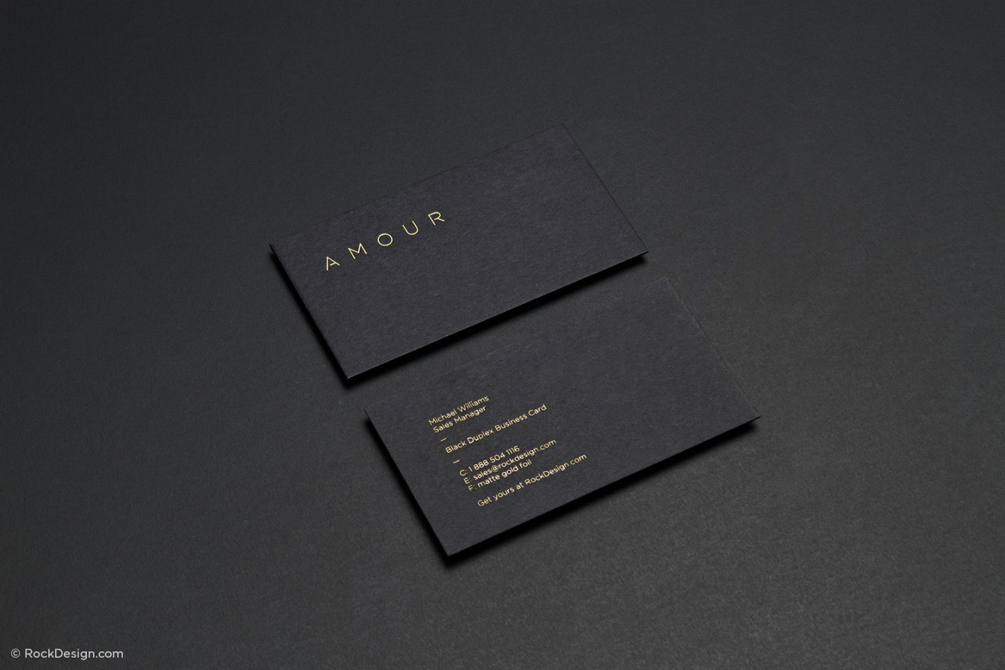 Fancy unique black business card design template - Amour