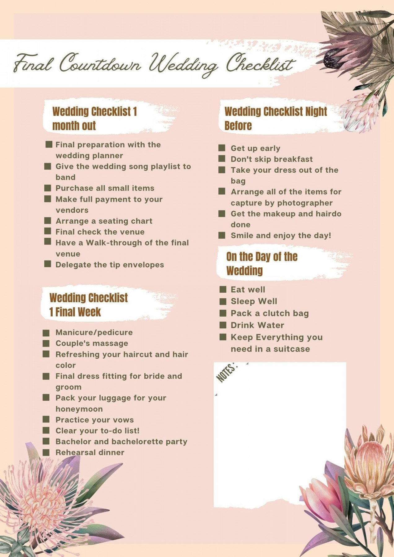 Final Countdown Wedding Checklist