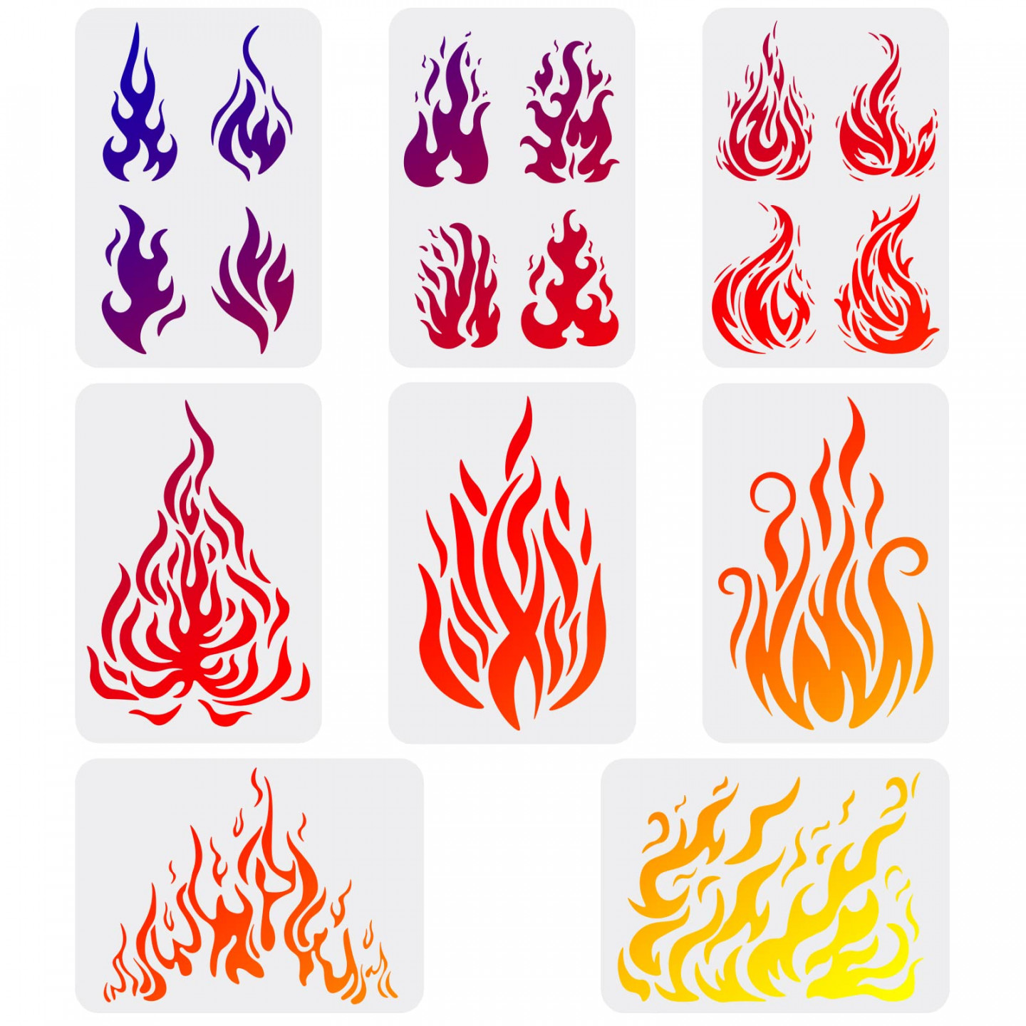 FINGERINSPIRE Pack of  Flames Drawing Painting Stencils Templates