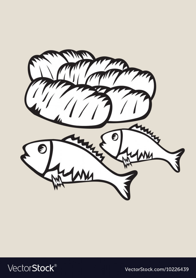 fish and  bread Royalty Free Vector Image - VectorStock