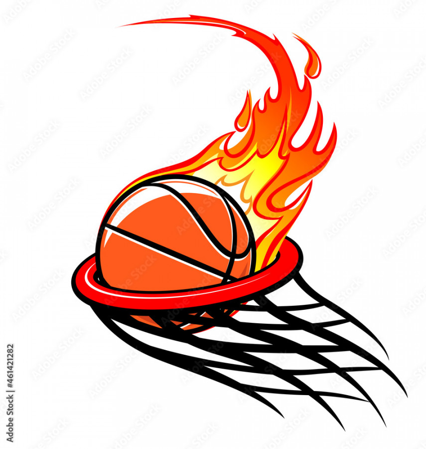 flaming basketball through hoop logo Stock-Vektorgrafik  Adobe Stock