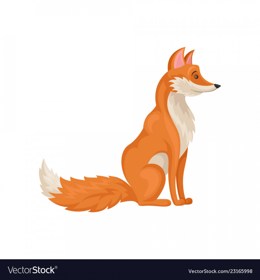 Flat icon of sitting red fox side view Royalty Free Vector