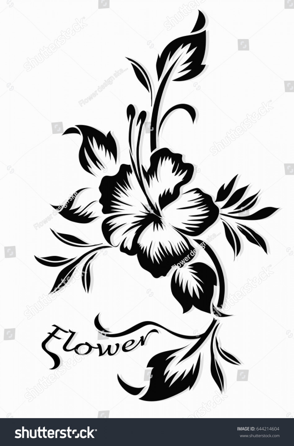 Flower Motif Hand Draw Design: Stock-Vektorgrafik (Lizenzfrei