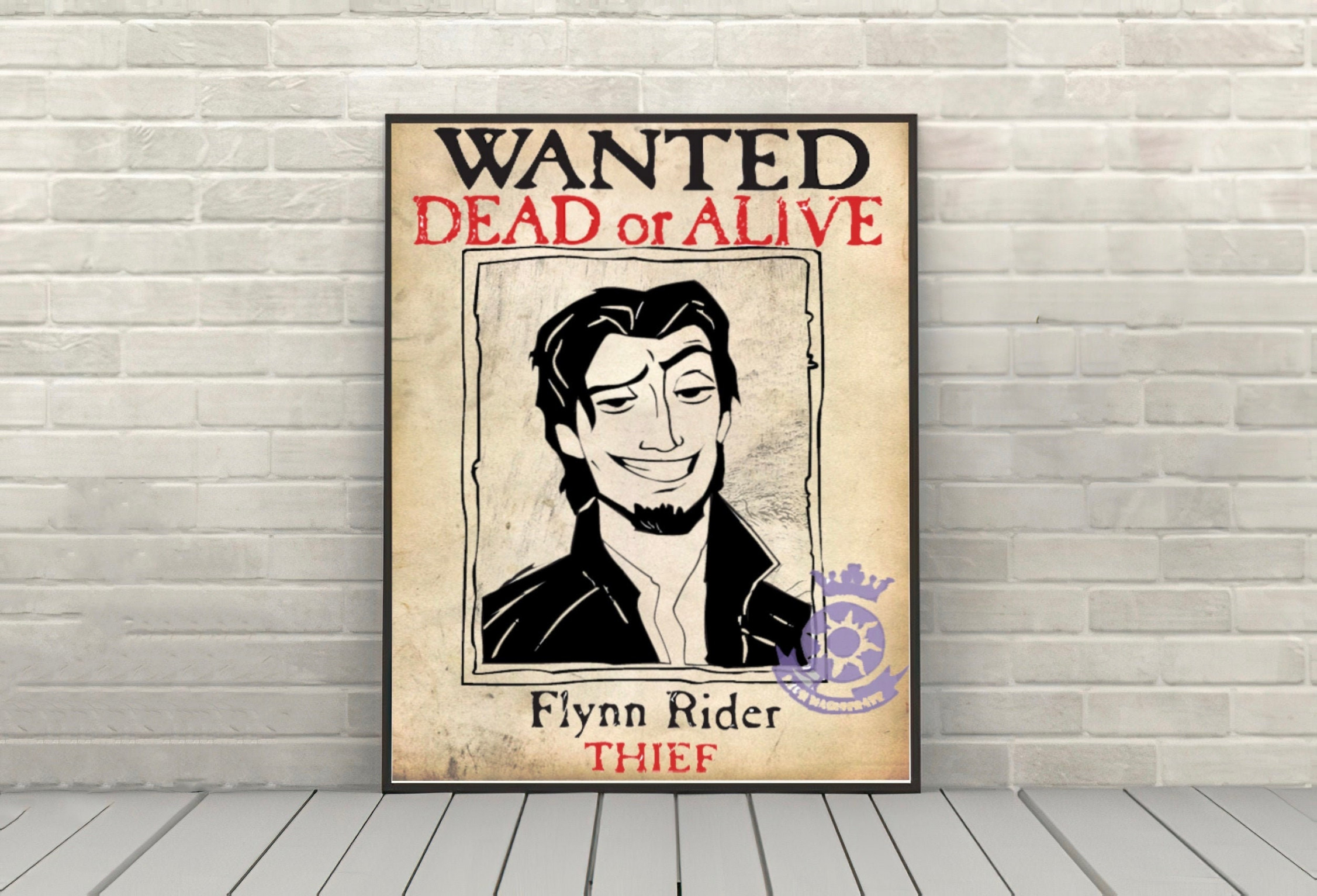 Flynn Rider Wanted Poster Tangled Poster Vintage Disney Movie Poster  Classic Disney World Posters Disneyland Poster