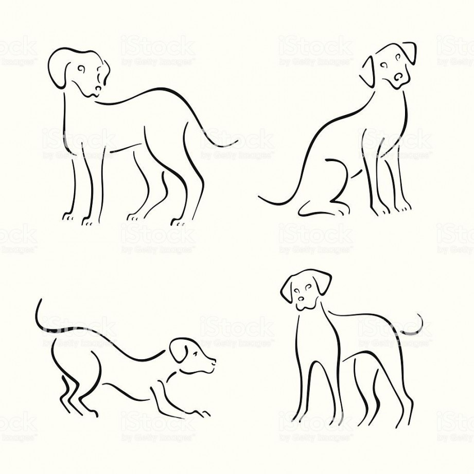 Four stylized dogs on a white background