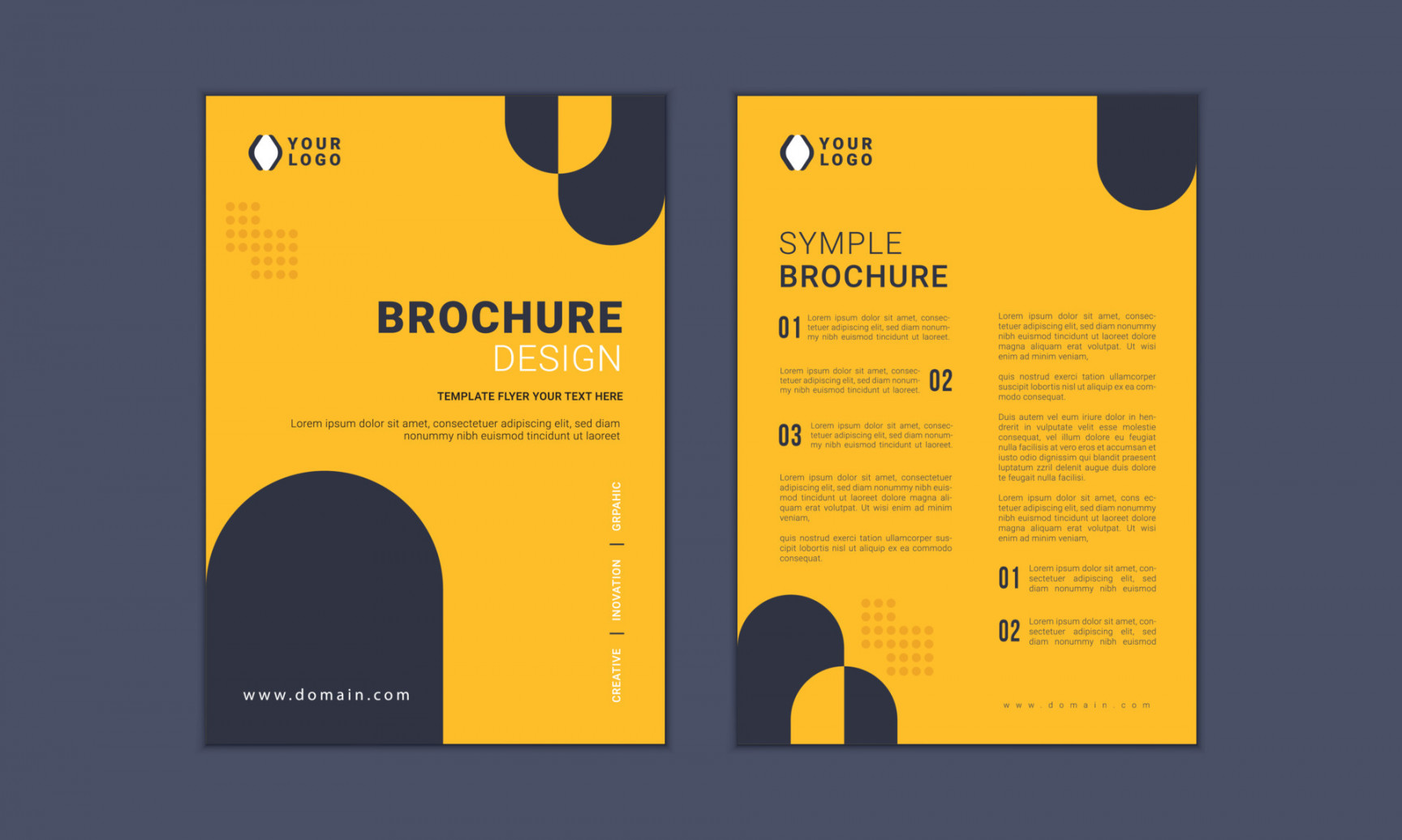 Free Brochure template, Yellow simple cover design Layout