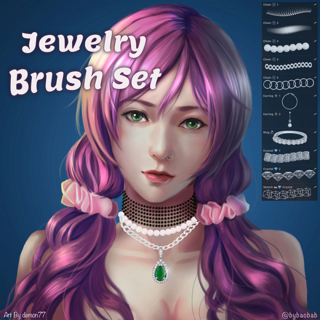 Free Jewelry Brush Set for Procreate by Bybaobab  BrushDownloads