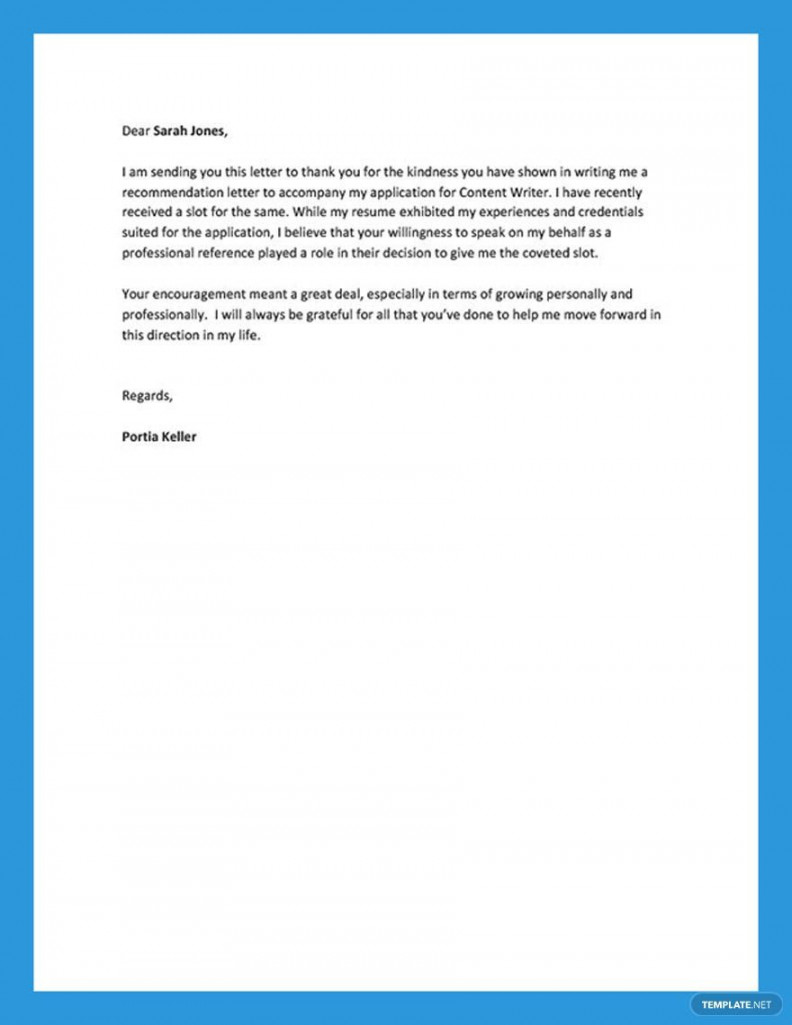 Free Letter Of Recommendation Thank You Gift - Download in Word